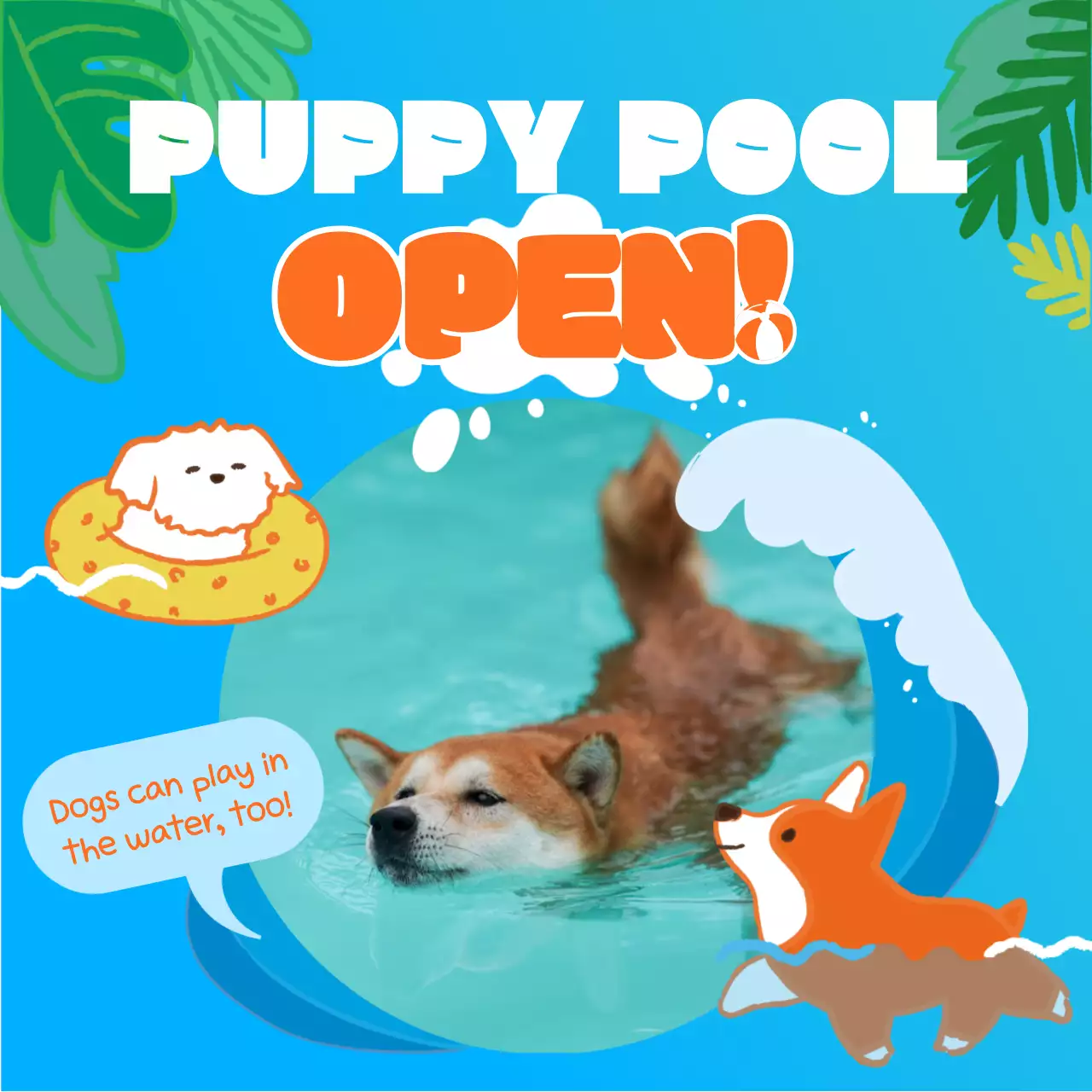 Blue Playful Dog Promotion Social Media Post