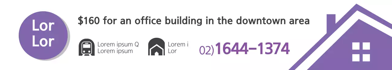 Banner de promoção de escritório moderno roxo