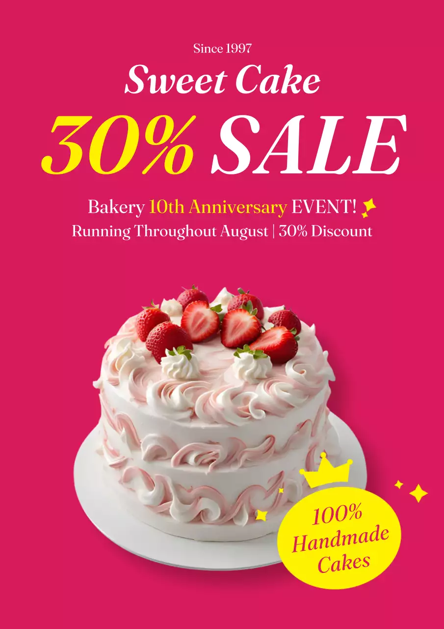 Pink Trendy Cake Promotion Poster