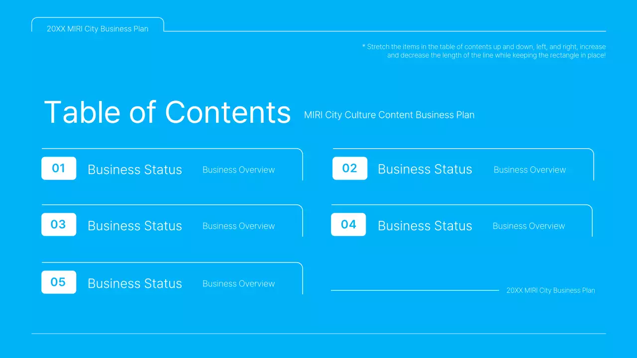 A clean blue and white cultural content business plan presentation