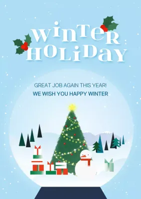 A pastel blue snowball winter greeting