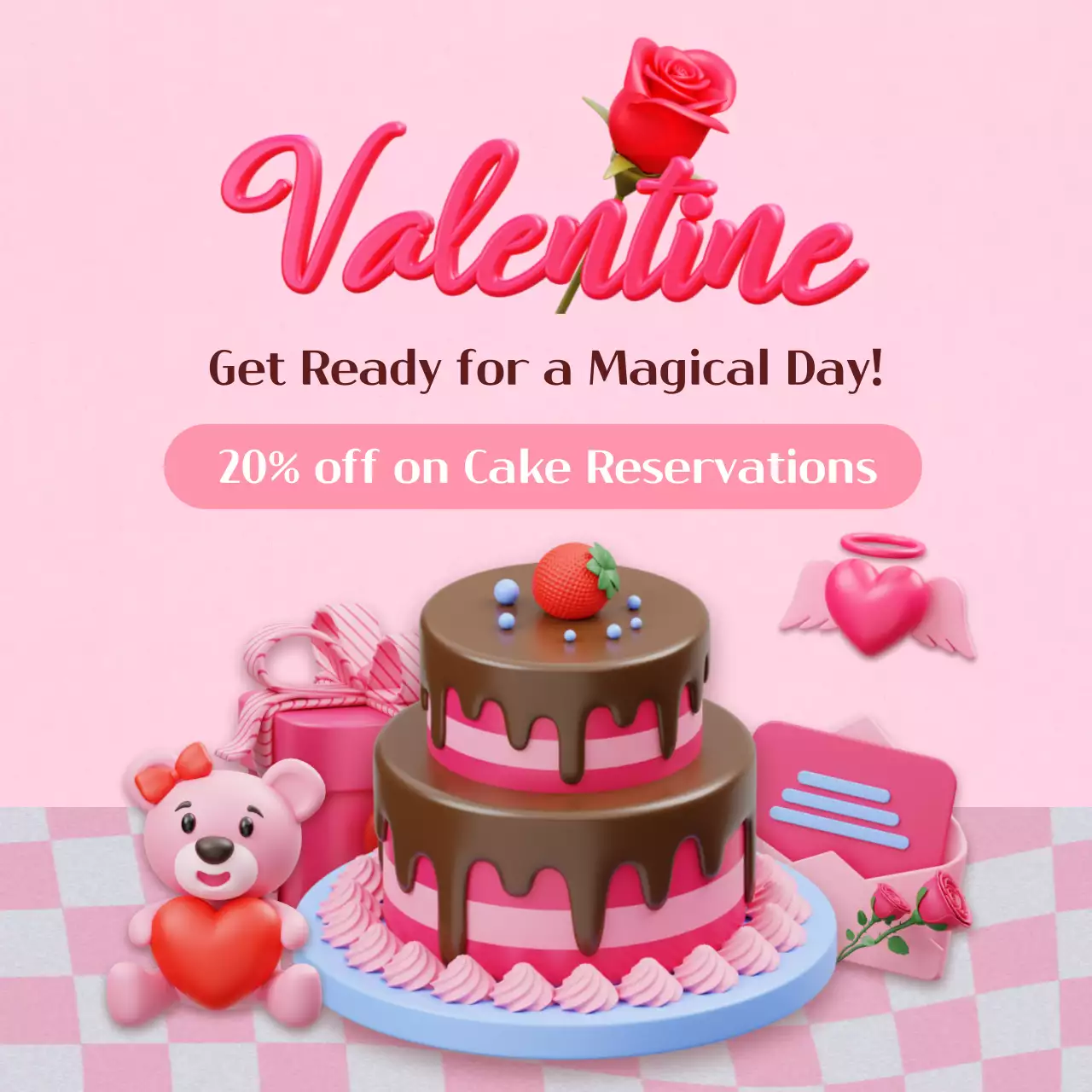 Discounted pink Valentine's Day cakes