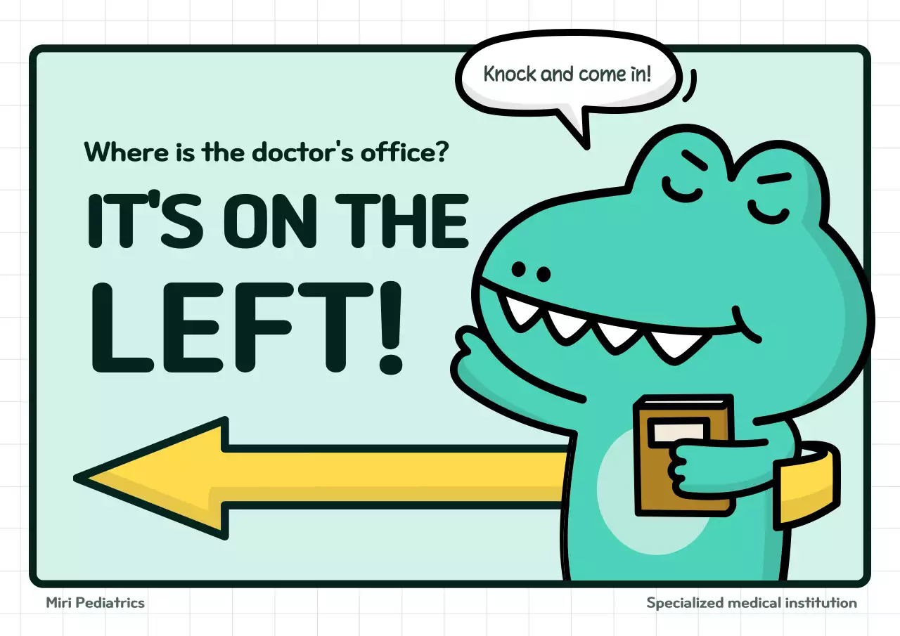 Green Cartoon Directions Guide Poster