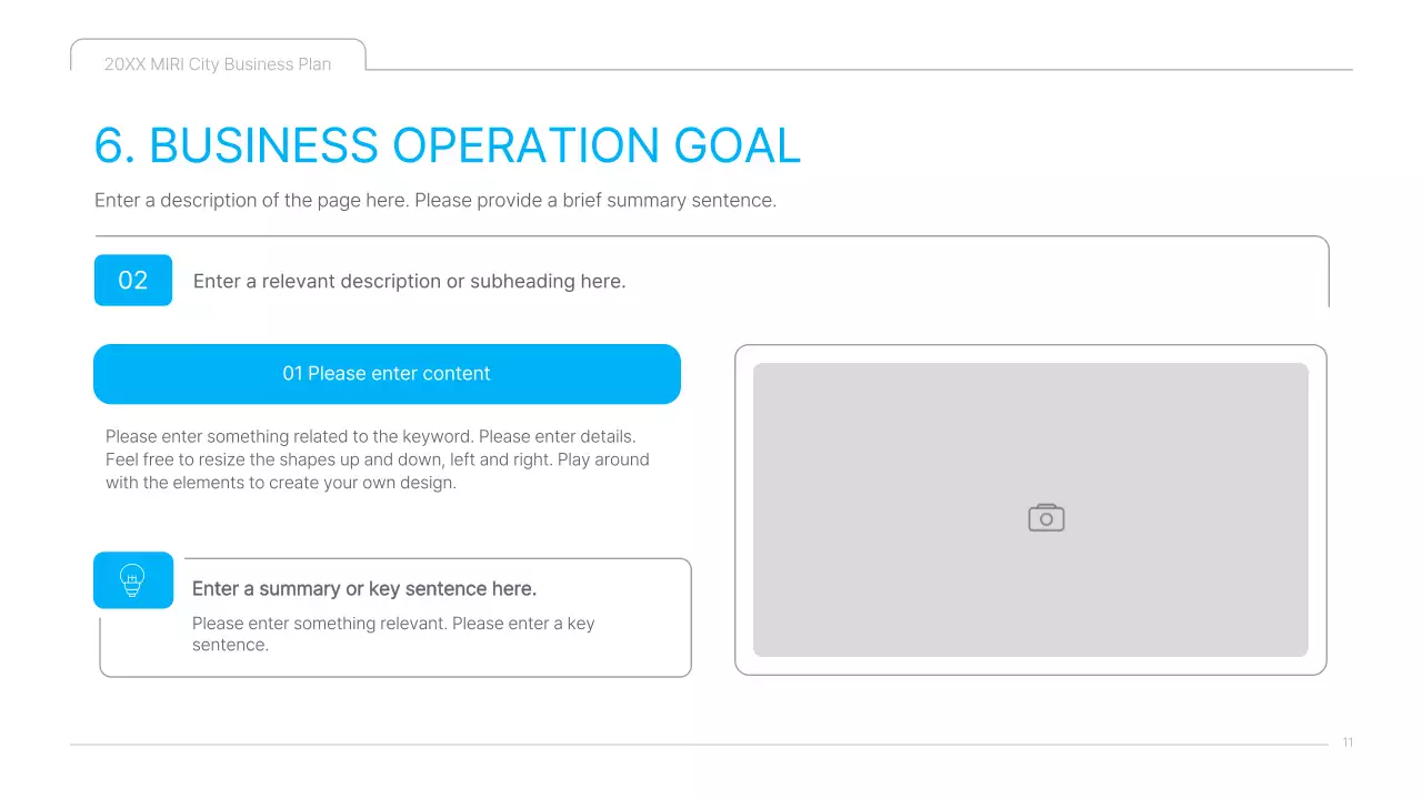 A clean blue and white cultural content business plan presentation