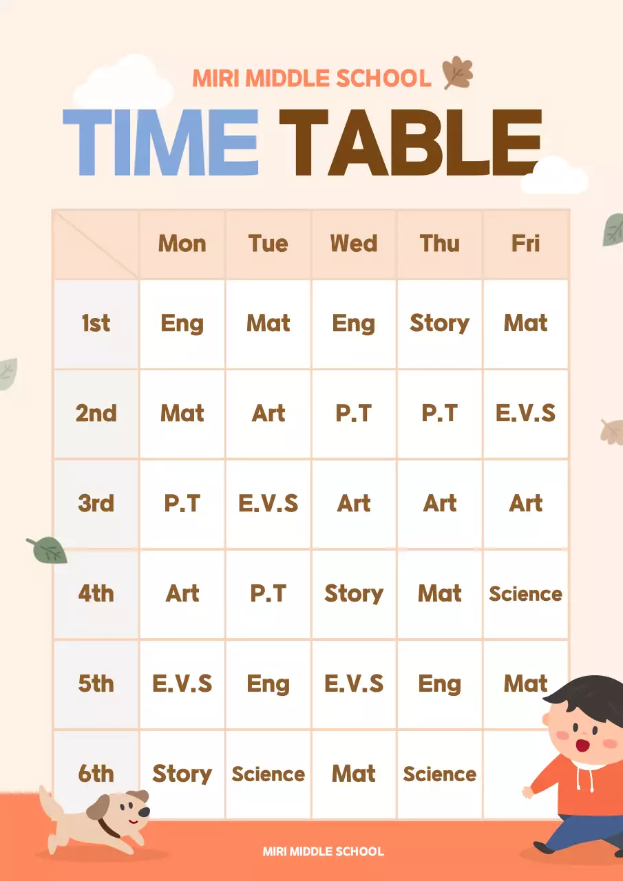 Beige Simple School Schedule Poster