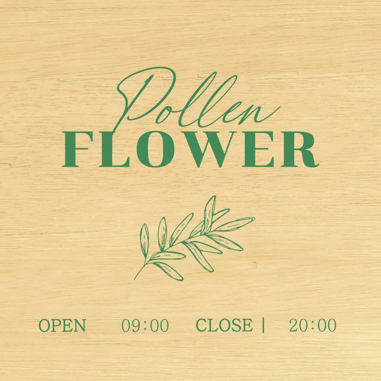 Flower shop design with green, hand-sketched botanical illustrations