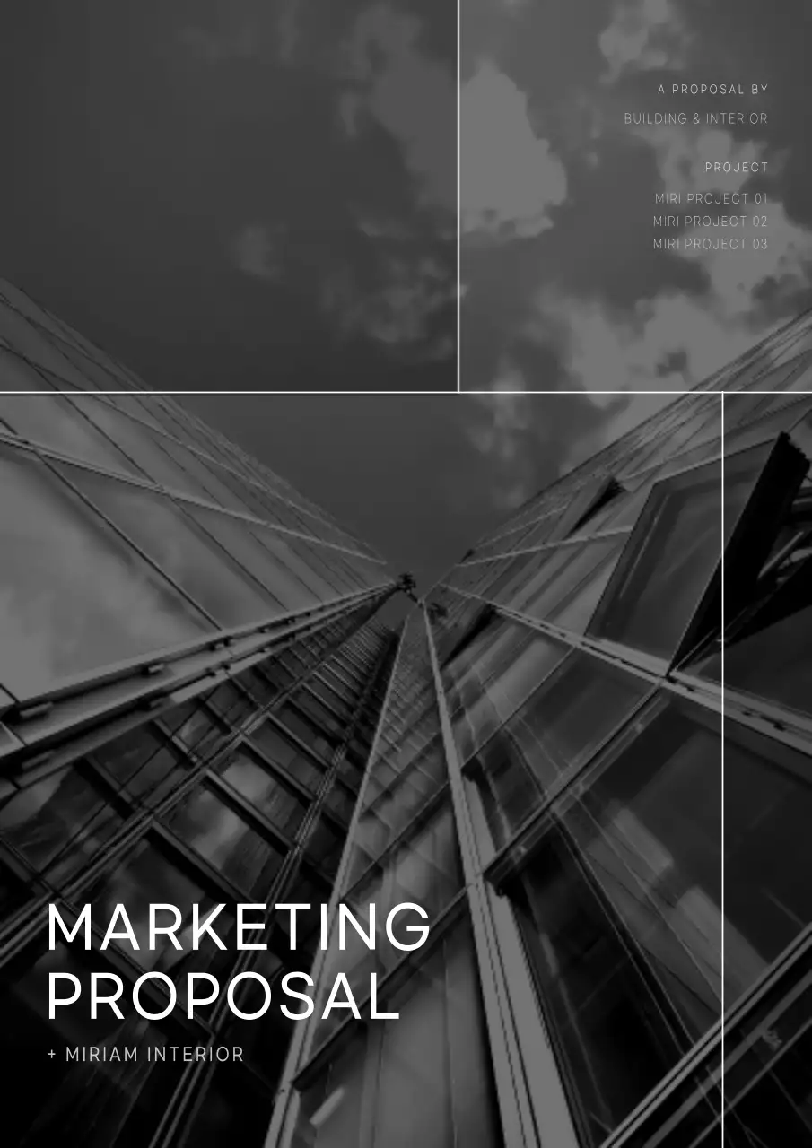 Business marketing proposal with a simple white and black concept