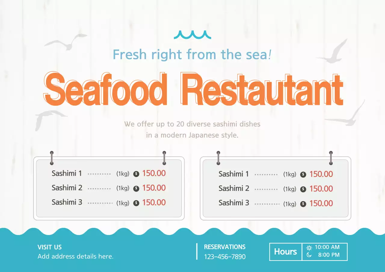 Orange Modern Seafood Promotion Poster