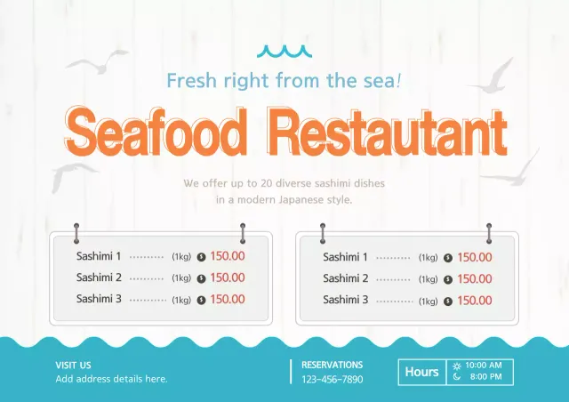 Orange Modern Seafood Promotion Poster