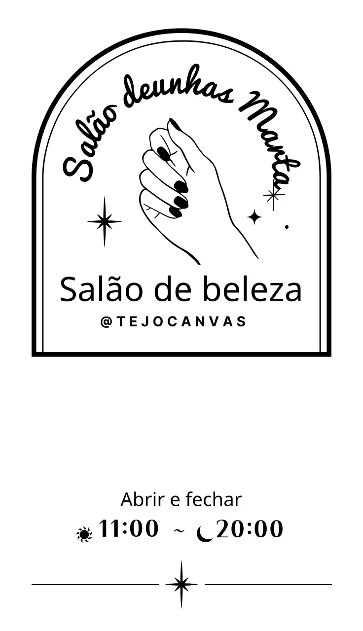 Ilustração de uma mão elegante de um salão de beleza em branco e preto