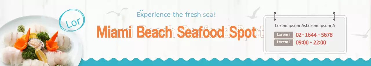 Banner de promoção de frutos do mar modernos azuis