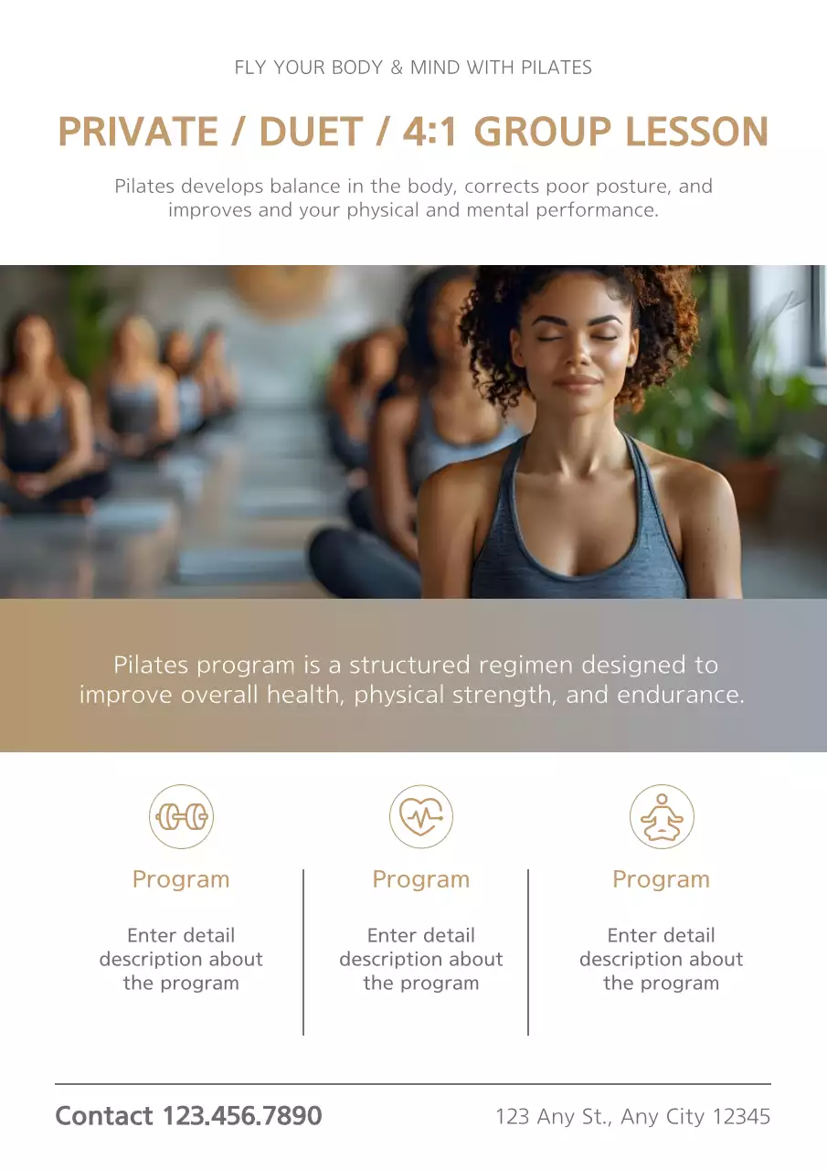Beige Modern Pilates Promotion Poster