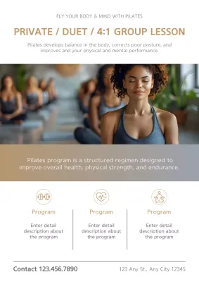 Beige Modern Pilates Promotion Poster