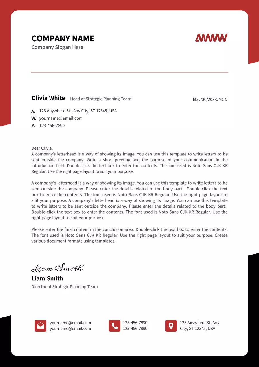 Red Professional Business Letterhead
