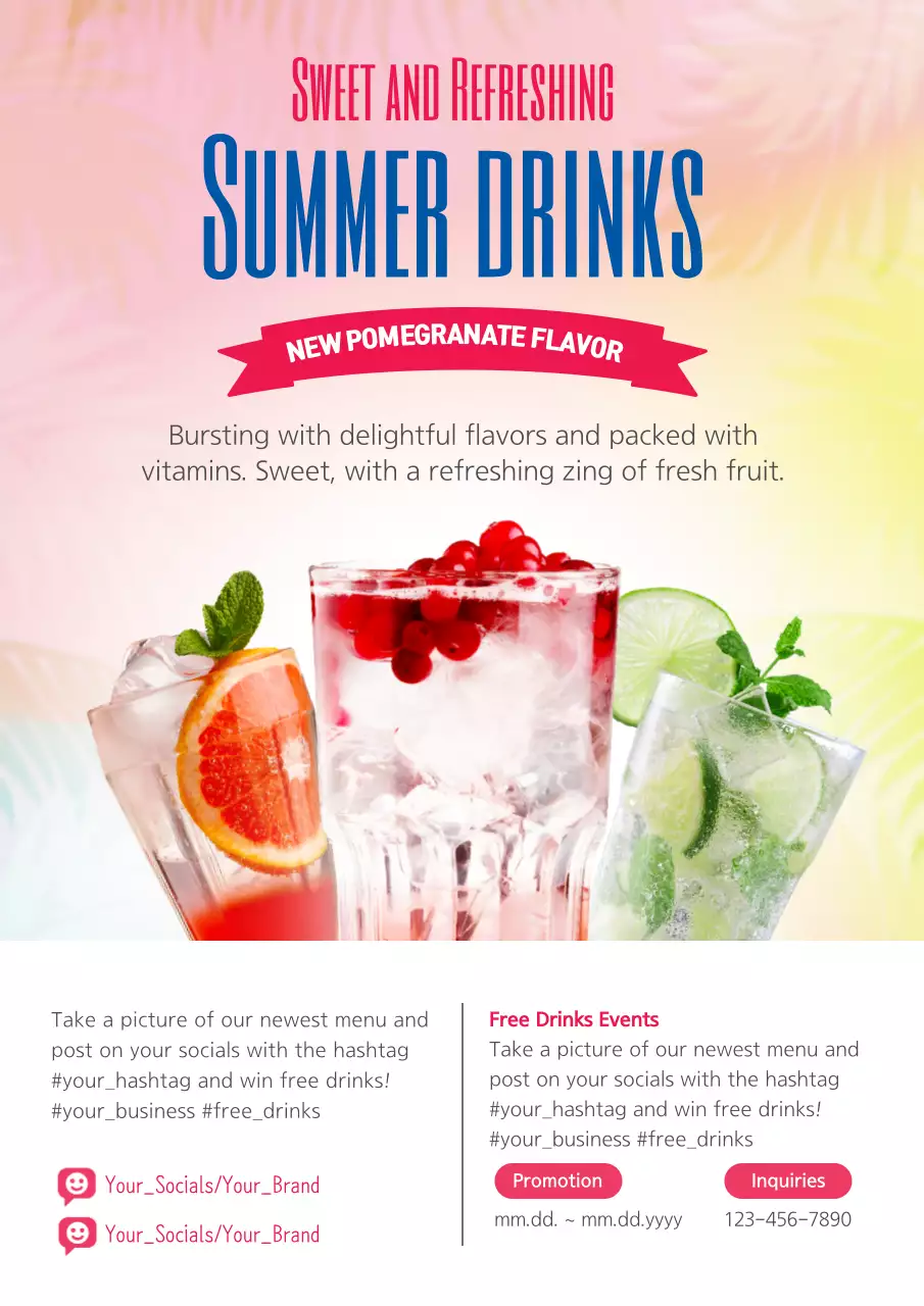 Pink Trendy Drinks Promotion Poster