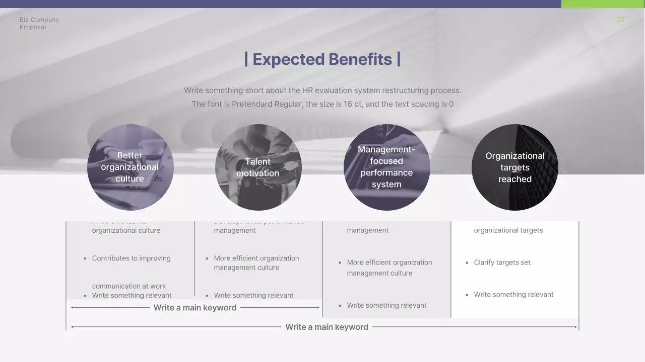 A simple purple and chartreuse color scheme for reorganizing the personnel evaluation system