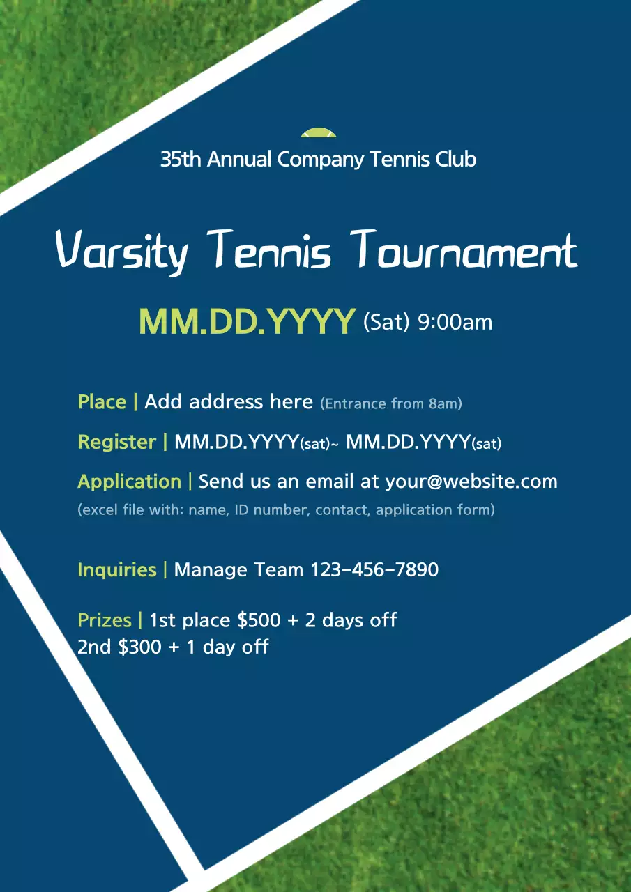 Blue Modern Tennis Event Announcement Poster