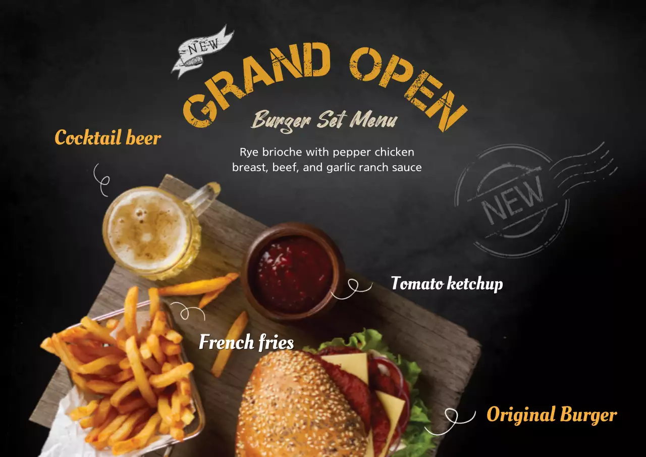 Black Retro Burger Promotion Poster