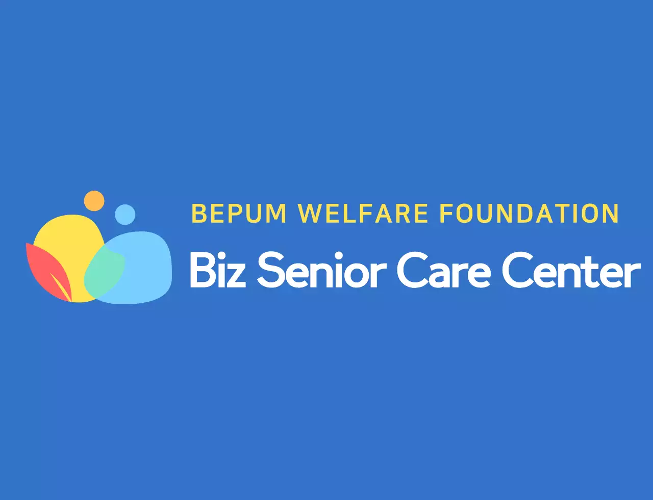 Round and simple human symbol logo style with blue and colorful colors for nursing home staff