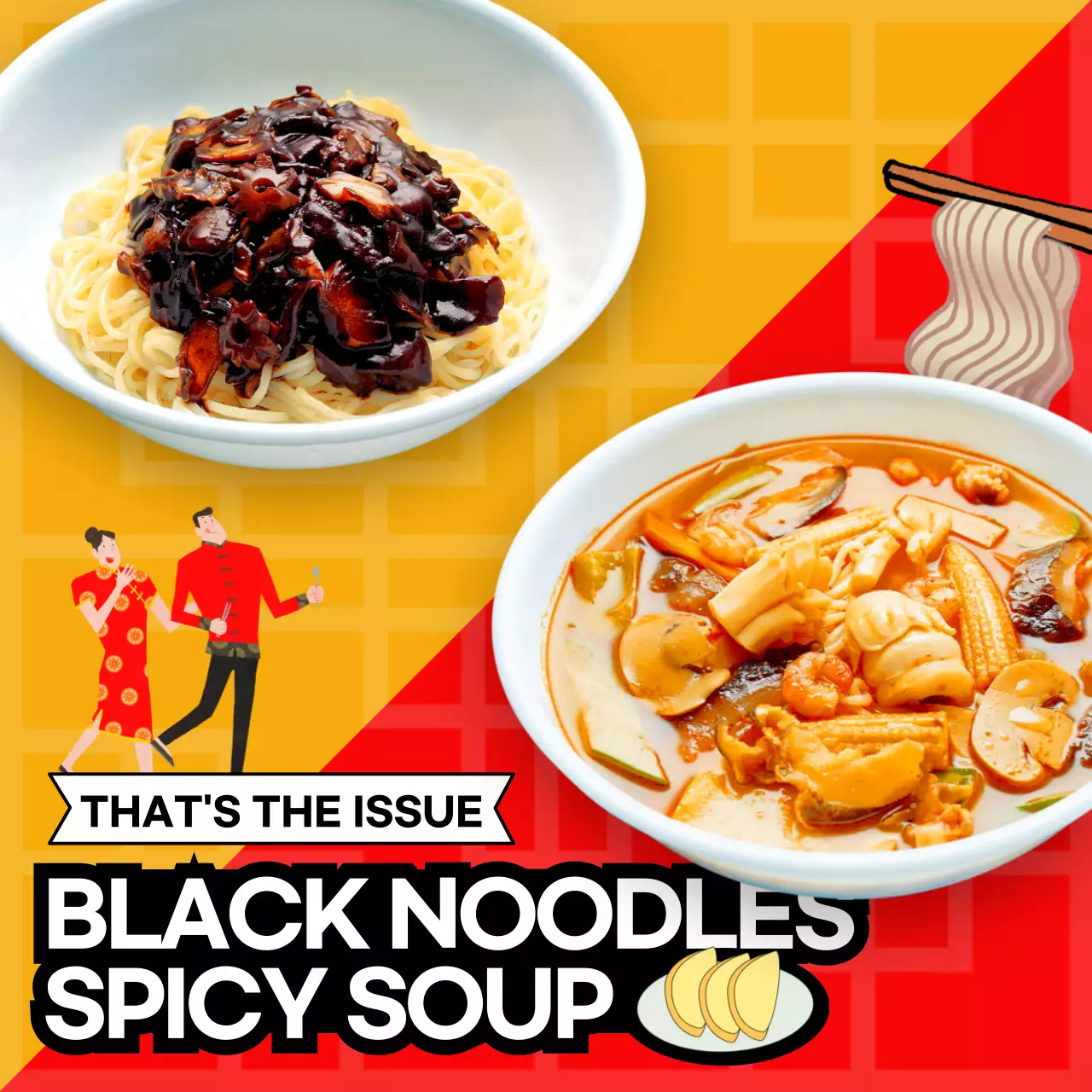 Yellow Traditional Noodles Promotion Social Media Post