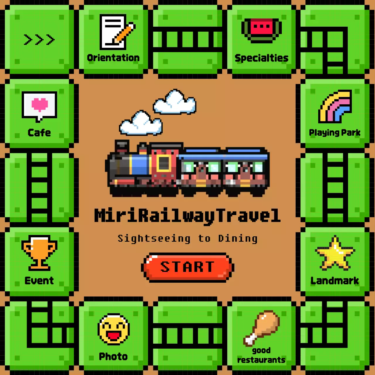 그린 레트로 여행 가이드 소셜 미디어 게시물