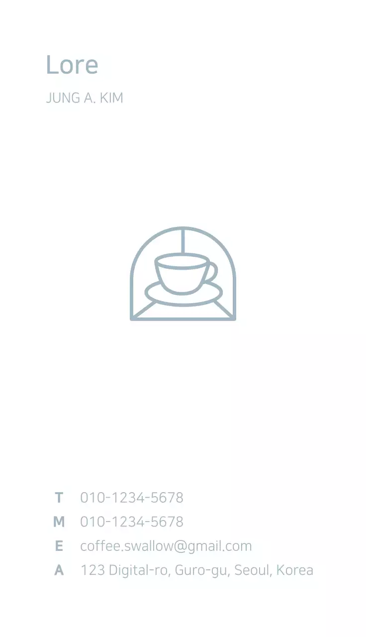 Danh thiếp cà phê tối giản màu xanh