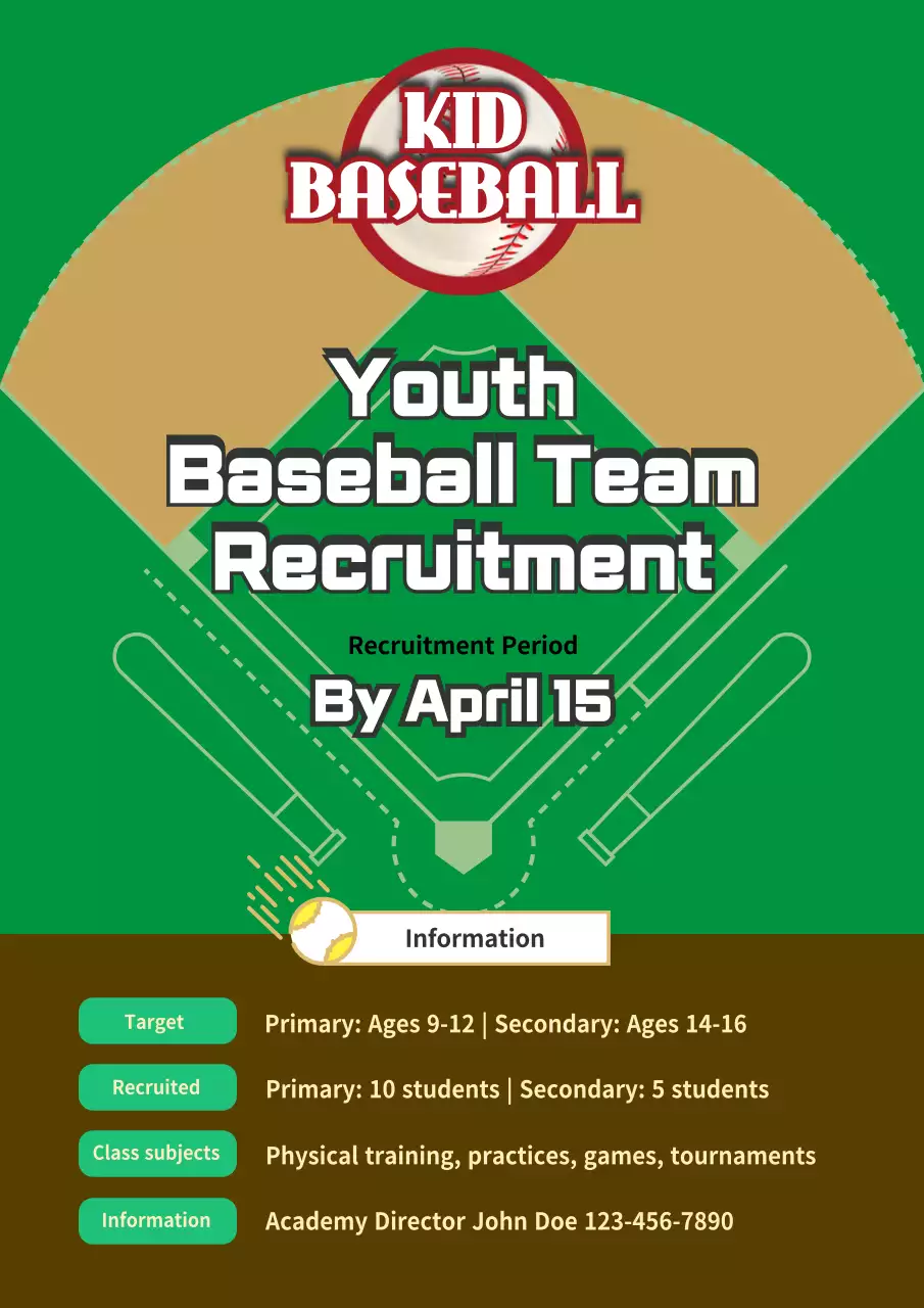 Green Simple Baseball Recruitment Poster
