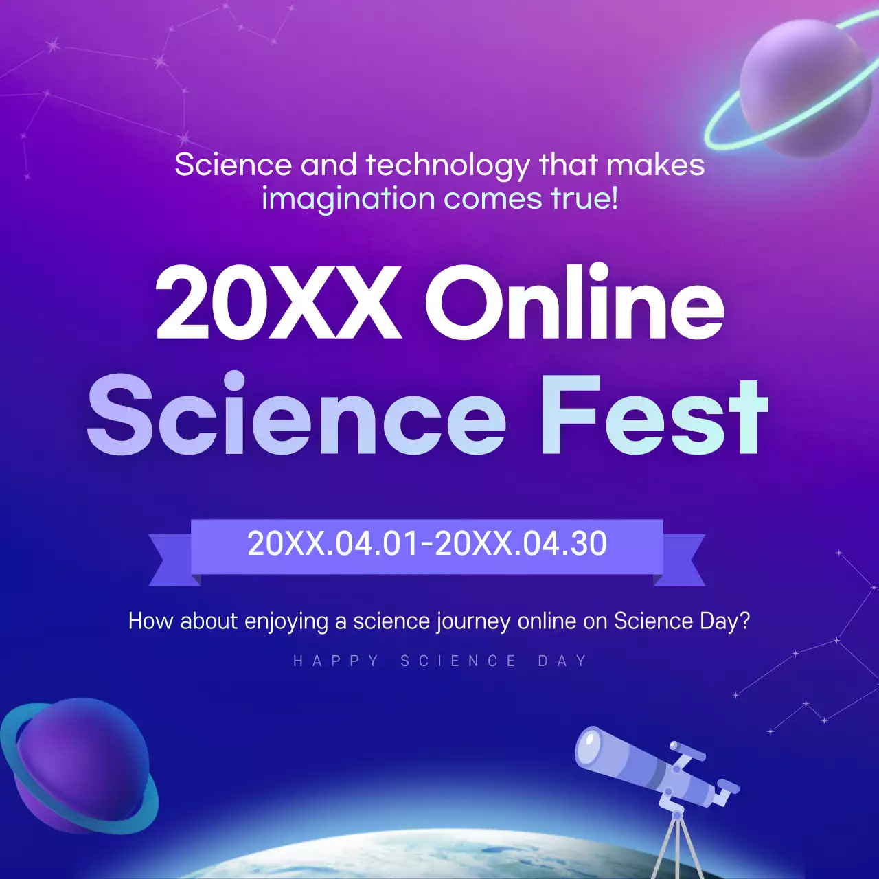 Purple Futuristic Science Event Promotion Social Media Post