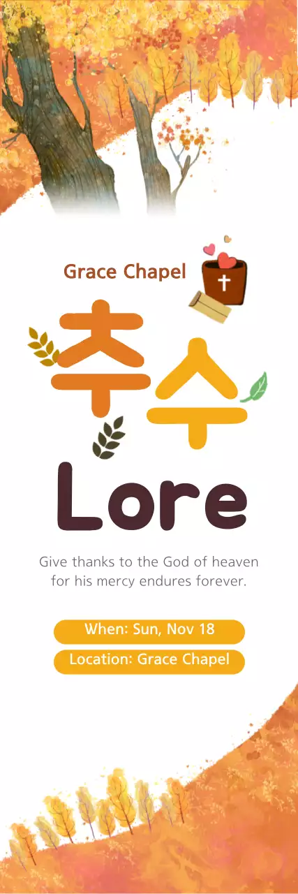 Faixa laranja tradicional para evento de Ação de Graças