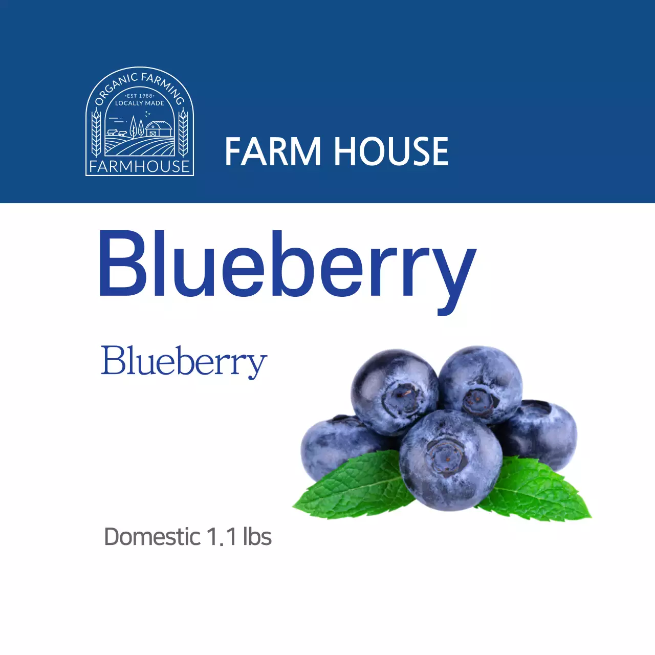 Label produk biru sederhana untuk blueberry