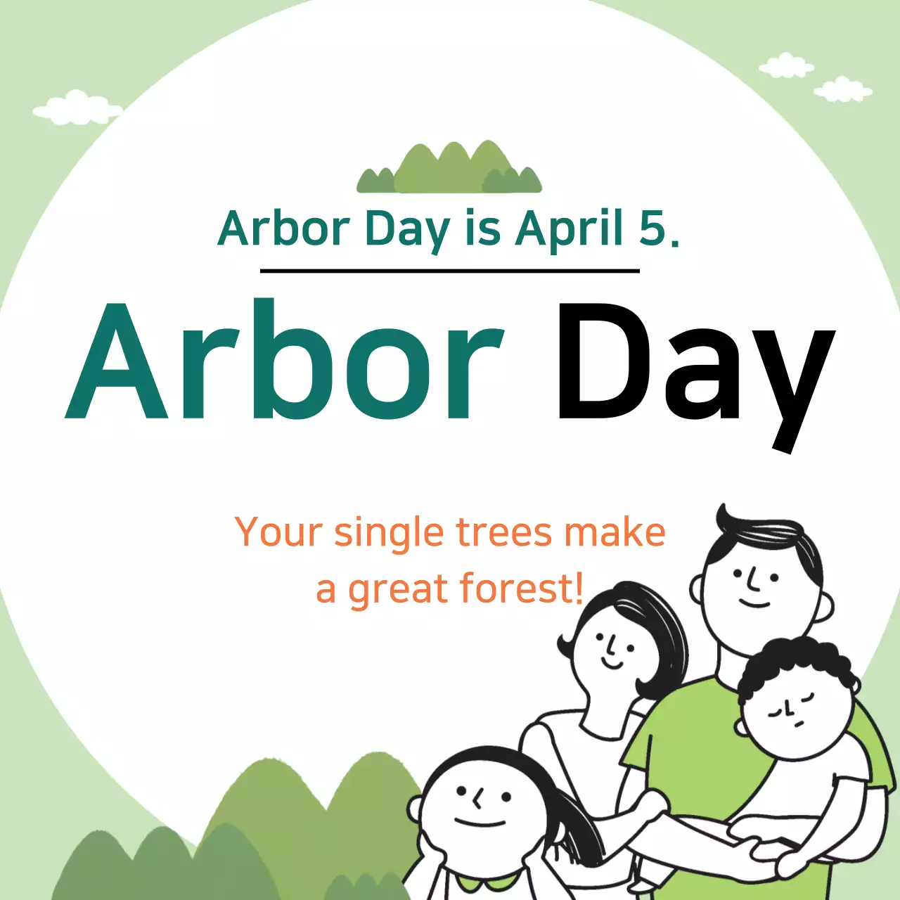 Green Minimal Arbor Day Announcement Banner