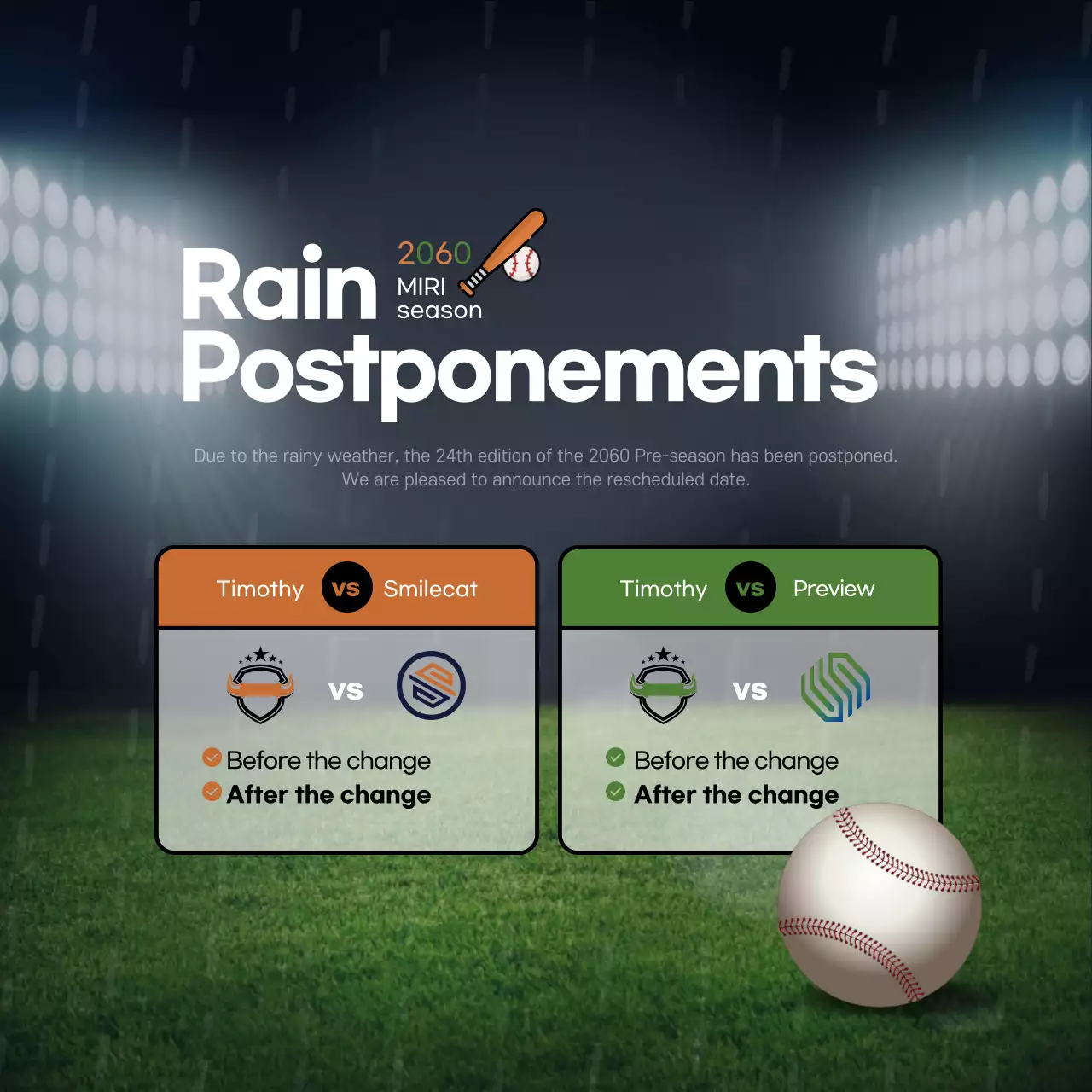 그린 모던 야구 발표 소셜 미디어 게시물