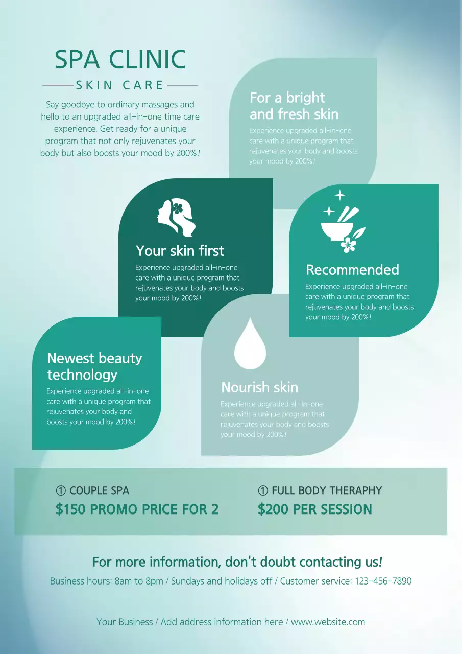 Teal Modern Spa Promotion Poster
