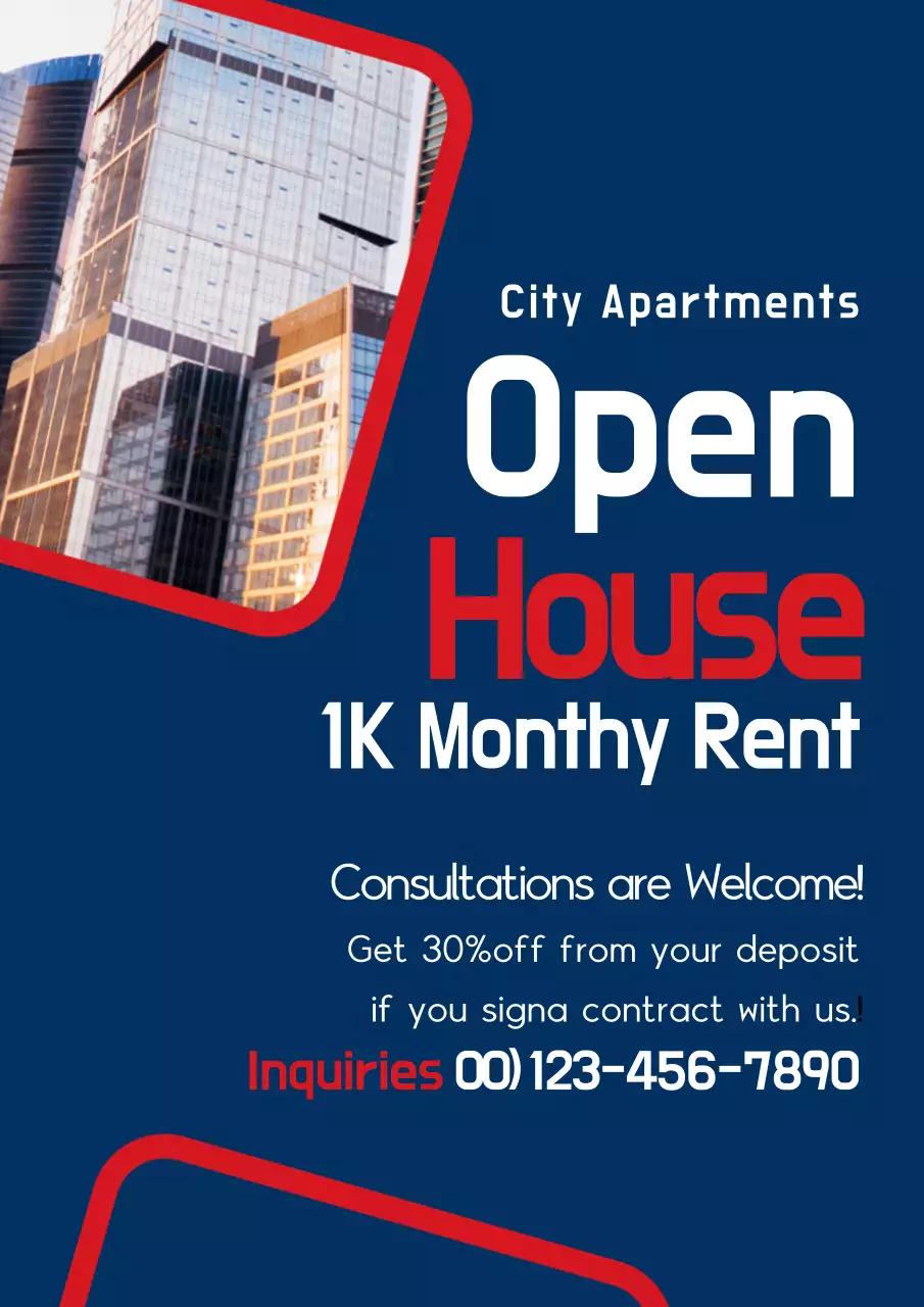 Blue Modern Apartment Promotion Poster