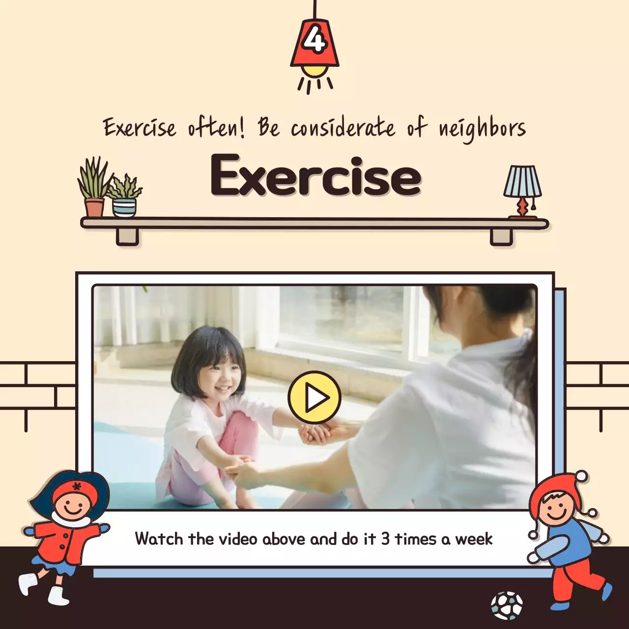 Winter vacation with cute illustrations in beige color