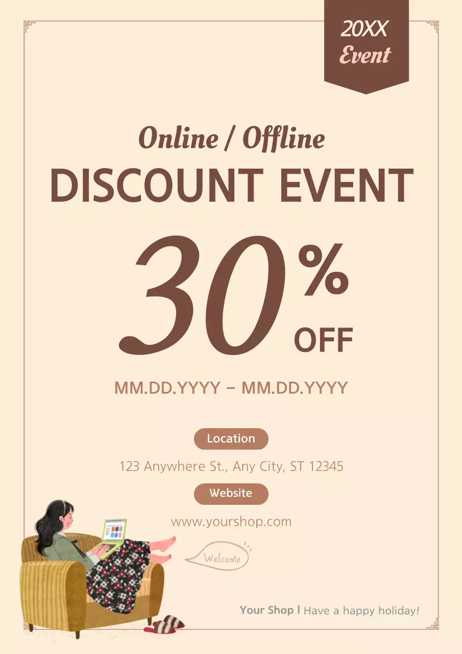 Beige Minimal Discount Promotion Poster