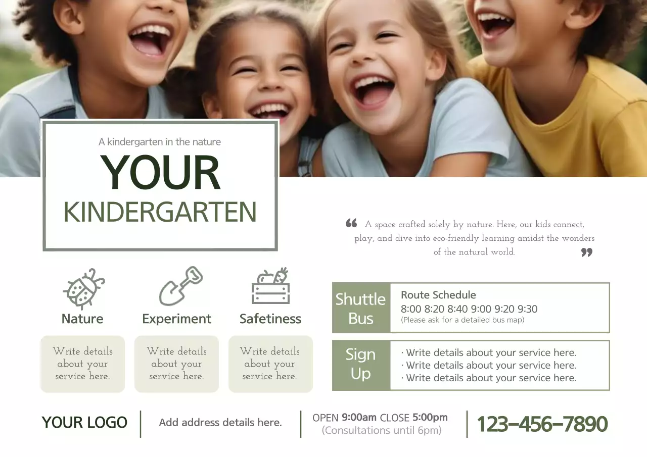 Green Minimal Kindergarten Advertisement Poster