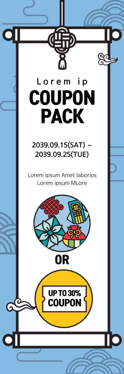 Banner de promoção de cupom tradicional azul