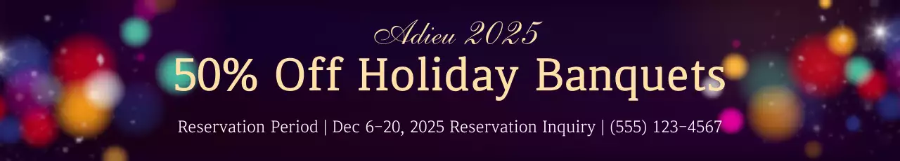 Banner de promoção de feriado elegante roxo