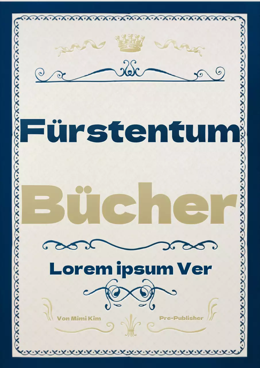 Ein Roman in einem dekorativen Stil von Blau und Gold