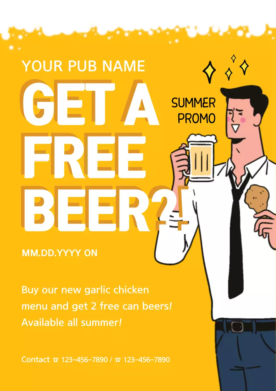 Yellow Trendy Beer Promotion Poster