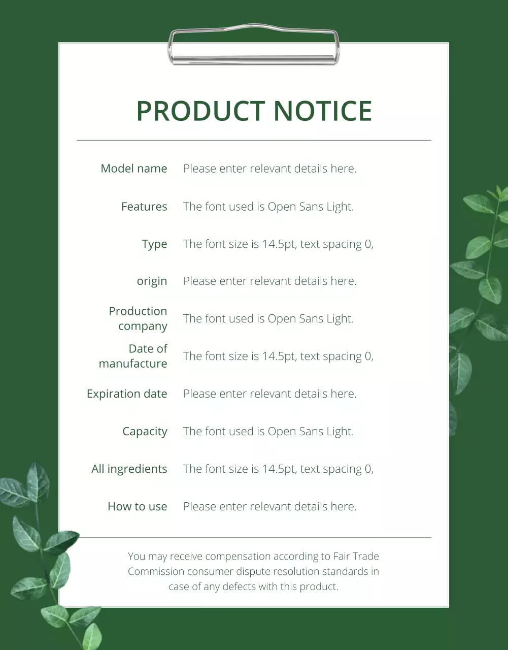 Sell green, natural concept sanitizer products