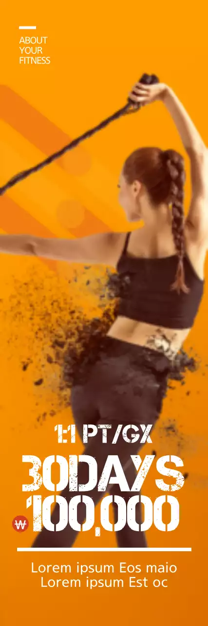Banner de promoção de fitness da moda laranja