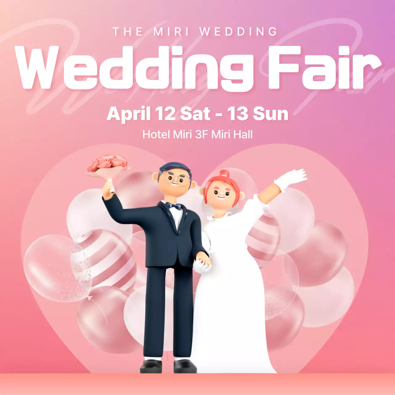 An adorable wedding fair ad with a pink theme