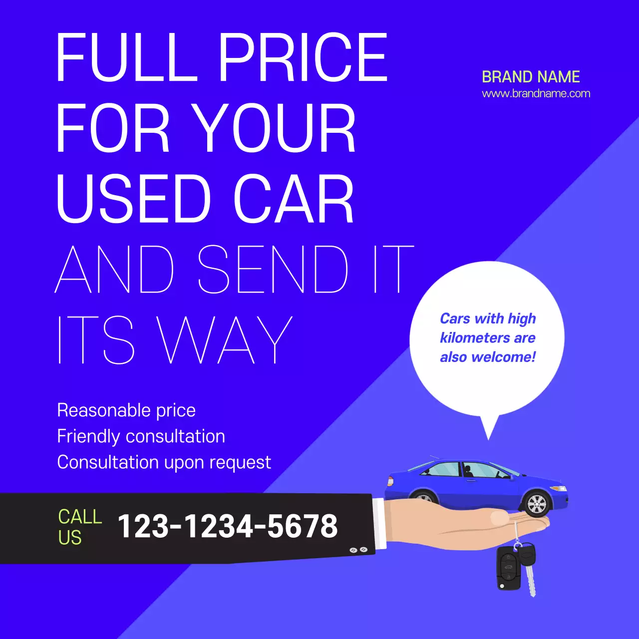 Blue Modern Car Promotion Instagram Post