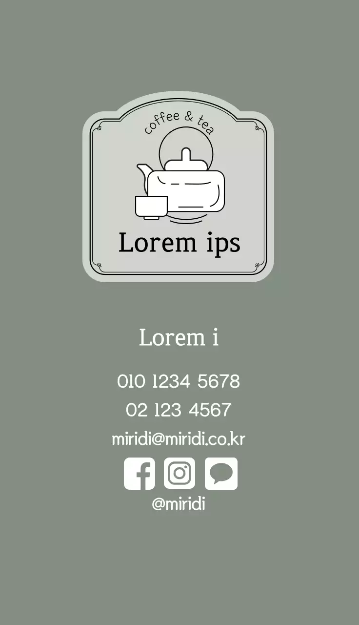 Green gray illustration logo cafe tea business card