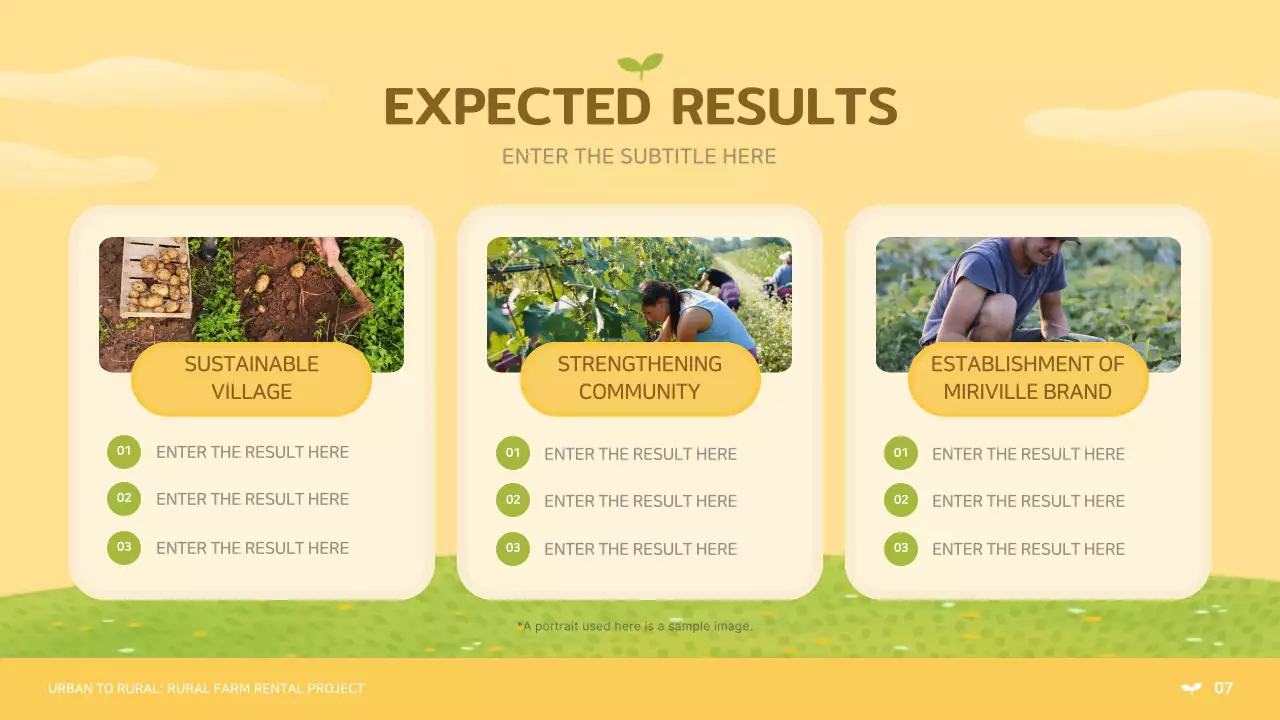 노란색과 연두색의 귀여운 귀농 귀촌 사업 제안서