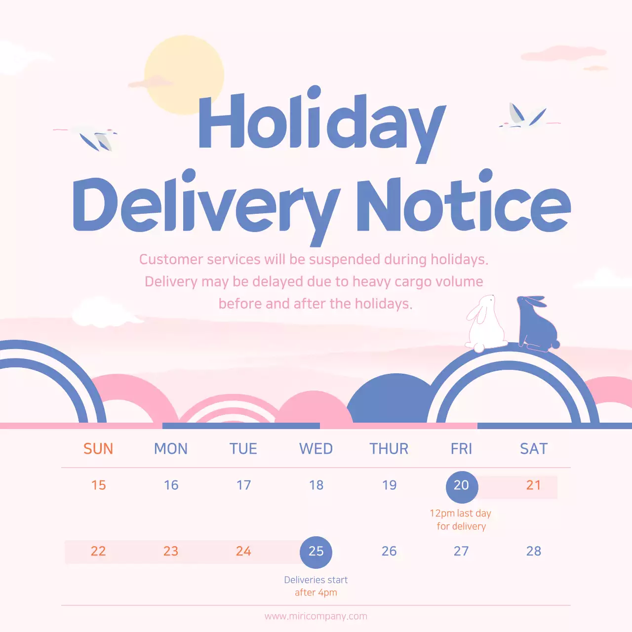 Pink Lunar New Year holiday delivery information