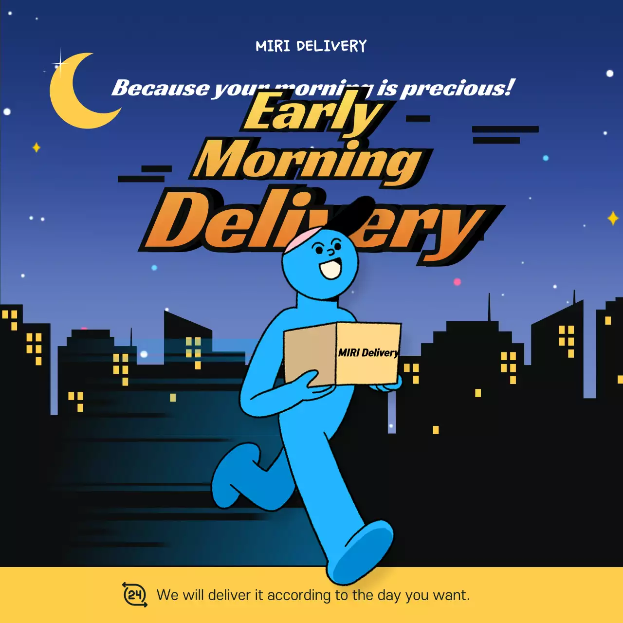 Blue Comic Delivery Advertisement Social Media Post