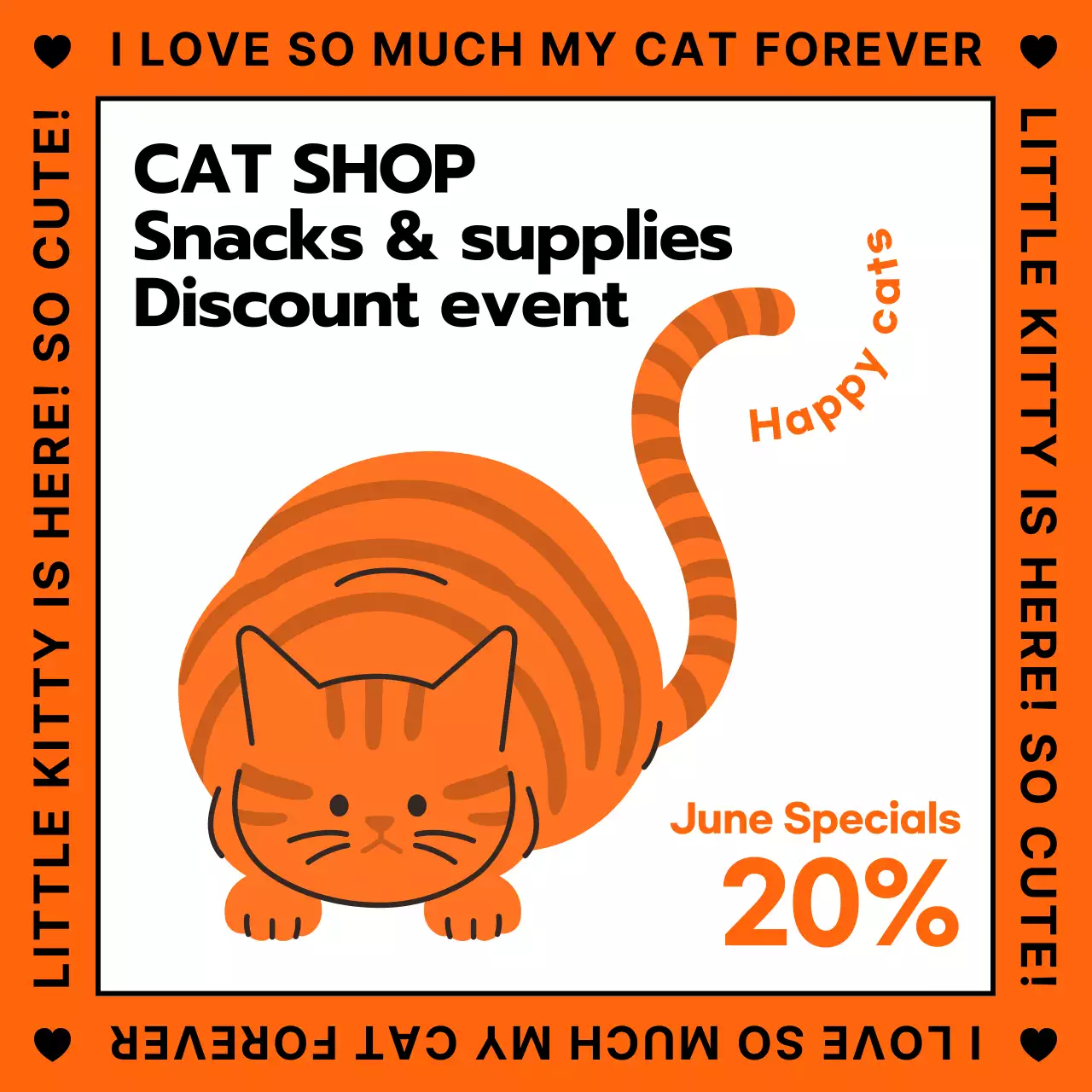 Orange Trendy Cat Promotion Social Media Post
